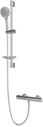 Gainsborough Thermostatic Bar Mixer Shower - Round Single Outlet - Adjustable 3-Spray Handset & Riser, Thermostatic Control, Cool Touch Safety, Integrated Soap Dish & 5-Year Guarantee