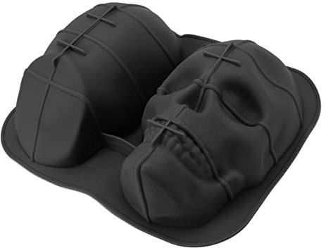 Cyrank Totenkopf-Kuchenform, Große Totenkopf-Backform, Skelettkopf, Schädel, Silikon, Totenkopf, Kuchenform, Kuchendekoration, Form, Pralinenform(Schwarz)