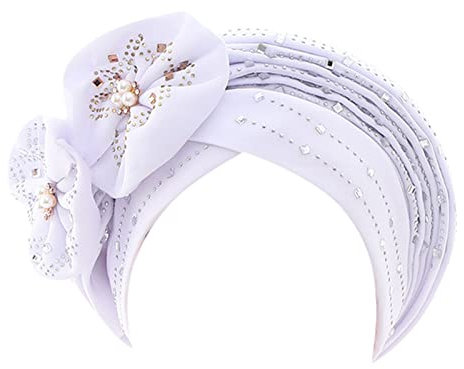 Hijab,Turban Damen afrikanische Headwraps vorgebundener Knoten Mode Falten Turban-Hut für Frauen und Mädchen Blume Indische Hijab Hut Kopftuch Haarausfall Wrap Cap Krebs Chemo Mütze Beanie Muslim Kop