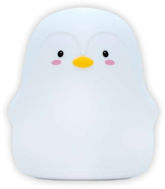 INTIRILIFE Nachtlicht für Kinder mit 7 Farben - Weißer Pinguin - 11.5 x 11 x 13 cm - Süße Nachtleuchte Deko aus Silikon Aufladbar mit Kabel Nachtlampe Geschenk