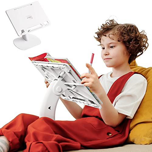 nediea Book Stand for Reading in Bed, Cook Book Stand for Display, Recipe Book Stand Holder, Foldable & Angle Adjustable Lap Desk Fit for Kitchen, Workshop or Kids Reading