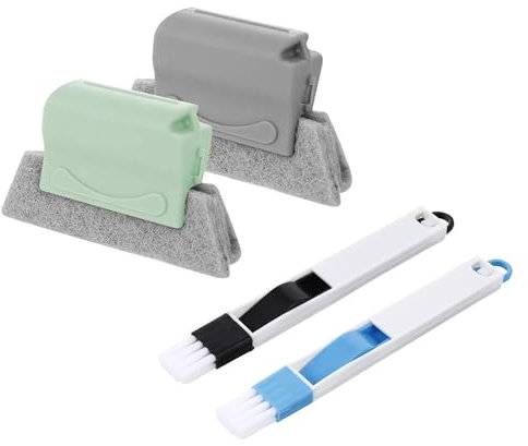 4 Stück Fensterrillen Reinigungswerkzeug, Magische Reinigungsbürste Tür 2 in 1 Mini Groove Bürste, für Fenster Tür Reinigung Aller Ecken und Lücken Scheuerschwämmen Bürste