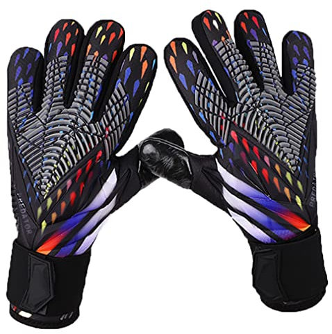 Torwarthandschuhe mit Fingersave, Jugend Größe 6/7/8/9/10, rutschfest, abriebfest - kompletter Handgelenkschutz - Ideale Fußball Torwarthandschuhe