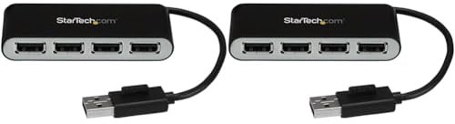 StarTech.com 4 Port USB 2.0 Hub - USB Bus Powered - Portable Multi Port USB 2.0 Splitter and Expander Hub - Small Travel USB Hub (ST4200MINI2) (Pack of 2)