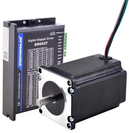 STEPPERONLINE 1Achsen Nema 23 Schrittmotor 2,4Nm 4A Φ8mm und Treiber DM542T CNC Kit