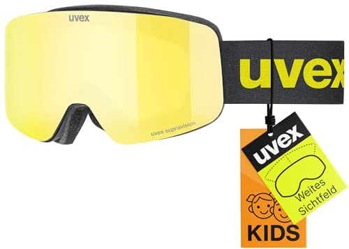 uvex pwdr FM Kinderskibrille, black matt/yellow-clear, one size