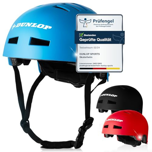 Dunlop Sports Fahrradhelm Kinder Jugendliche Erwachsene - Test Sehr Gut - Leichter robuster Urban Allrounder Helm, 14 Fach belüftet, Schnellverschluss, Auto Kopfanpassung (Blau, S (48-53cm))