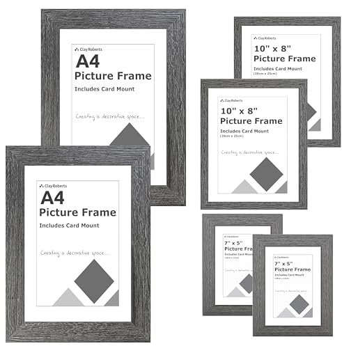 Collage Picture Frame Set, Dark Grey, Set of 8, A4 and 6 x 4 Multi Frames, Picture Photo Frame Set, Wall Collage