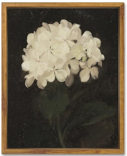 SHENIFY 20,3 x 25,4 cm Retro-Hortensien-Kugel, Wanddekoration, Blume, klassischer Druck, Küche, Badezimmer, Büro, Dekoration, natürlich gerahmt