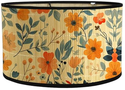 FANSU Lampenschirm fuir Tischlampe, Blumen Pflanze Retro Lampenschirm Hängelampe Lampenabdeckung für E27 Stehlampe Tischlampe Deckenleuchte Wohnzimmer Deko (Orange,30x30x20cm)