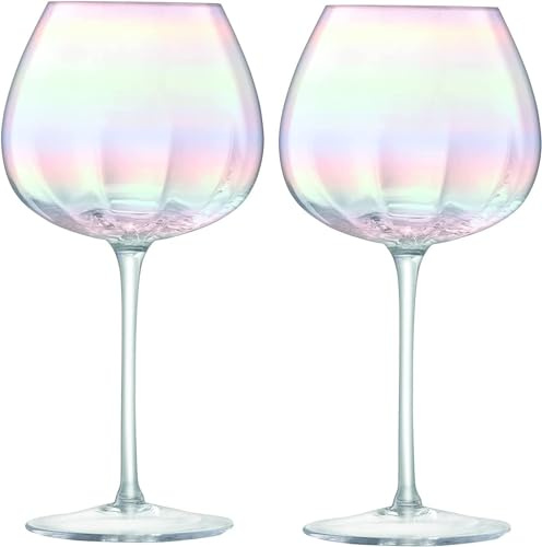 Verres à vin rouge à longue tige, verre irisé nacré, verres à cocktail, pour fêtes (A)