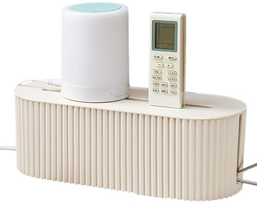 1/2 Rangement Câble Boîte Rangement, Boîtes Rangement Câbles avec Couvercle | Boîtes de Gestion des câbles, système pour Couvrir et Cacher Les multiprises et Les Cordons, 33x13x11cm