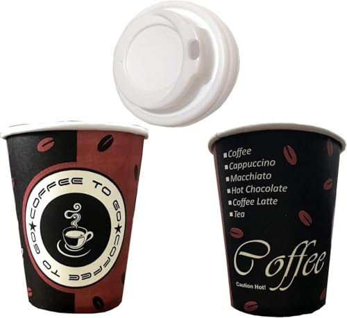 TRENDSKY Made in DE 500x 0,2l Kaffeebecher mit Deckel Coffee to go Trinkbecher Pappbecher Becher 200ml Ökologisch kompostierbar