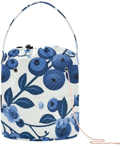 Blueberry Garntasche, Häkel-Organizer-Tasche mit Löchern, Nadel-Aufbewahrung für Häkelwerkzeug, Häkelzubehör