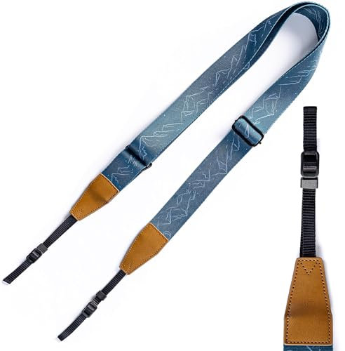 C Coiro Kamera Schultergurt Hochfestes Nylon Kameragurt für Spiegelreflexkamera und Vintage, Blaues Muster