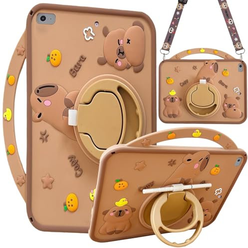 A-BEAUTY Custodia Bambini Compatibile con iPad Mini 5/4/3/2/1 (7,9 Pollici, Modello 2019/2015/2014/2013/2012), Antiurto Capybara Cover con Portapenna, Supporto per Maniglia, Tracolla