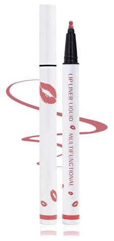 Longwear Liquid Lip Liner, 2025 New 2-in-1 Lip Liner Liquid Pen, Waterproof Long-Lasting Lip Liner with Matte Finish, Highly Pigmented & Smooth, Contour Your Lips (#07, 0.6ml)