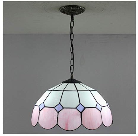 DMETE Lampe en vitrail Lustre fait à la main de lustre de 16 pouces Tiffany avec la conception en verre coloré for la famille Salon, chambre, bureau