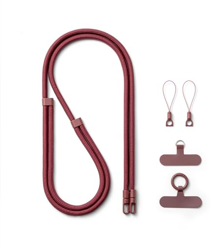 AOKSUNOVA Correa para Móvil para Colgar, Cordón Universal Ajustable para Teléfono, Estilo Bandolera, Rojo Burdeos