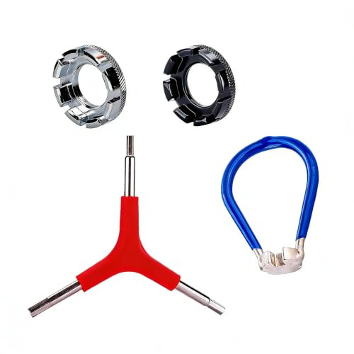 Kaiyzo Juego Llaves Radios Bicicleta (con 2 Llaves 8 Ranuras Radios, 1 Llave Única Radios, 1 Llave Allen), Kit Herramientas Reparación Bicicleta