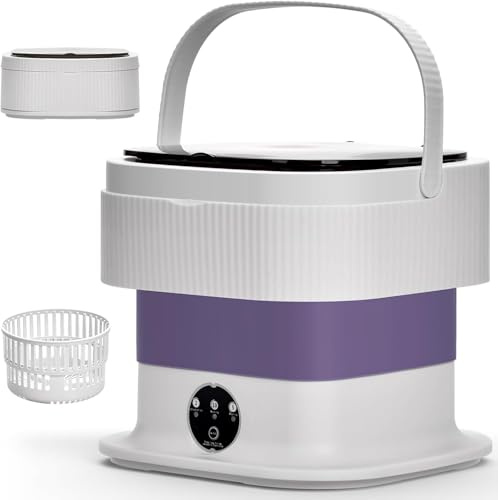OHFAMO Mini lavatrice pieghevole portatile, 10 l, con funzione centrifuga, touch screen e 3 modalità di lavaggio, lavatrice portatile da campeggio per viaggi, studenti, camper