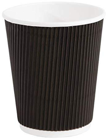 Fiesta Recyclable Hot Cups Ripple Wall Black - 228ml (8oz) (Sleeve 25)
