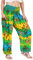 Lofbaz Damen Haremshose Yogahose Pumphose Hippie Hose Boho Kleidung Festival Outfit Sommerhose Leicht Sommer Hosen - Tie Dye Gelb & Grün S