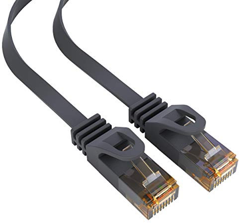 mumbi LAN Kabel 20m CAT 6 Netzwerkkabel Flachkabel CAT6 Ethernet Kabel Patchkabel RJ45 20Meter, schwarz