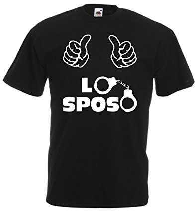 T-Shirt Celibato Lo Sposo Maglietta Divertente Uomo (Large, Nero)