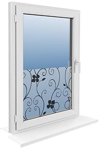 ROLLMAXXX Fensterfolie Statische Sichtschutzfolie Milchglasfolie Glasdekorfolie Selbstklebend (60x300cm, schwarzer Efeu)