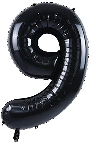 40 Zoll Nummer Folienballon 0 to 9 in Schwarz Helium Zahlenballon Riesenzahl Luftballon Nummer 9 Heliumballons für Geburtstag, Hochzeit, Jubiläum Party Dekoration（Zahl 9）