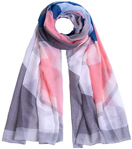 Faera Damen Schal geometrisch gemusterter weicher und leichter Damenschal Einheitsgröße in verschiedenen Farben, SCHAL Farbe:Hellgrau