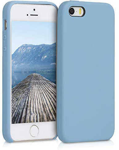 kwmobile Cover per Apple iPhone SE (1.Gen 2016) / iPhone 5 / iPhone 5S Custodia - Back Case per Smartphone in Silicone TPU - Protezione Gommata - grigio azzuro