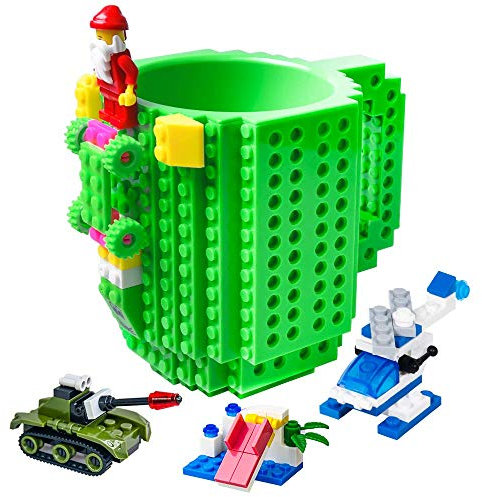 BOMENNE Build on Brick Mug,Divertenti Tazza da caffè, Idee Regalo Natale Pasqua Festa del papà Halloween Compleanno, Regali Originale per Uomo Lui Ragazzi Amica Bambini, Verde