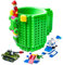BOMENNE Build on Brick Mug, Vasos Plastico Niños,Taza de café compatible con Lego, Regalos para Navidad Pascua Dia del Padre Halloween Cumpleaños, para Hombre Mujer Papá Amigas Niño Niña Novio, Verde