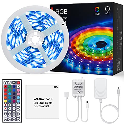 OUSFOT LED Strip 5M LED Streifen Band 150 RGB mit Fernbedienung für Weihnachten Dekoration Zimmer Haus Bar Party