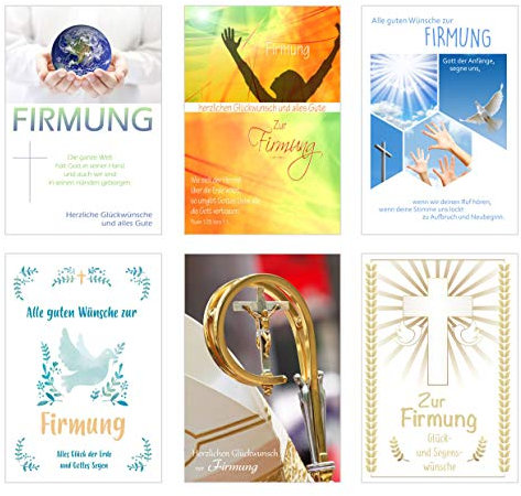 Edition Seidel Set 6 exklusive Karten zur Firmung mit Umschlag (Doppelkarten/Klappkarten mit Briefumschlag)