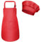 Fodlon Niños Delantal y Gorro de Cocinero, Ajustable Infantil Delantales de Chef con Bolsillos para Niñas, Niñito Delantales de Cocina para Hornear Cocinar Pintura Artesanía (M para 3-6 Años) (Rojo)