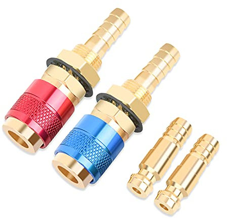 2 Stück Gas Kupplung 8mm, Messing Gas Schnellkupplung, Schnellkupplung Wasserkühlung Für MIG-WIG-Gasanschluss