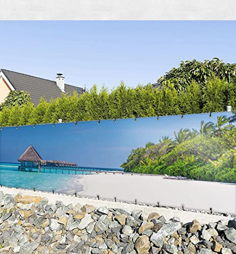 MyMaxxi Balkon Sichtschutz | Strand 01 3 x 1,2m | Abdeckung für Terrasse Balkon | Windschutz Sonnenschutz Blickdicht | Balkonverkleidung wetterfest Sichtschutz Zaun | Verkleidung