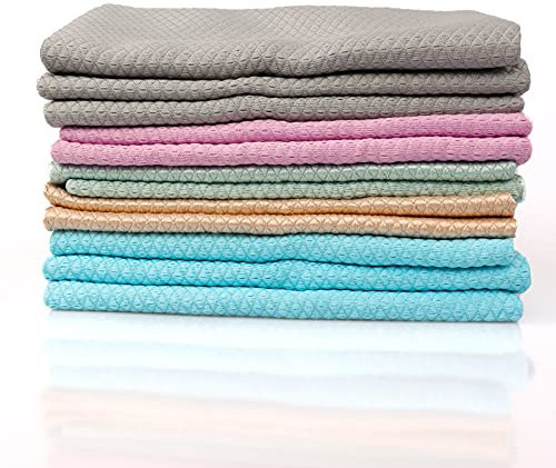 Yisscen Mikrofasertücher 12 Stück Fischschuppen Reinigungstuch Mikrofaser Putztücher Wiederverwendbar Reinigungstücher Lappen Geschirrtücher,für Auto Küche Brille Fenster Bad Glas (30 * 40cm)