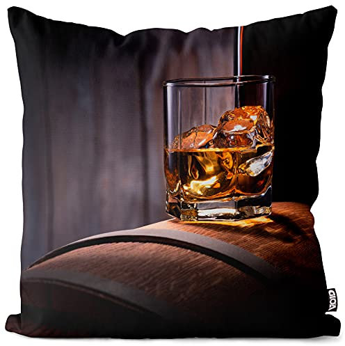 VOID Whiskey Glas Fass Kissenbezug Kissenhülle Sofakissen Kissen Deko Outdoor-Kissen Dekokissen, Kissen Größe:40 x 40 cm
