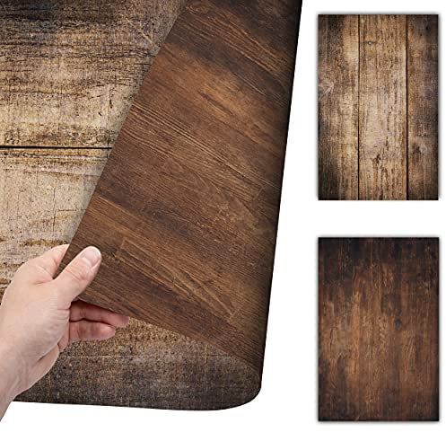 LENS-AID 2-in-1 Foto Hintergrund BZW. Untergrund für Tisch und Rückwand: Flatlay Tabletop Background Design für Fotostudio (48), Holz 48
