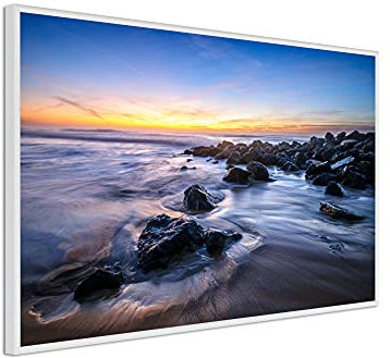 Declina, Wandbild, Poster, gerahmt, Poster, mit Rahmen, Landschaftsposter, Langzeit-Pause auf Capbreton, 20 x 30 cm, weißer Rahmen
