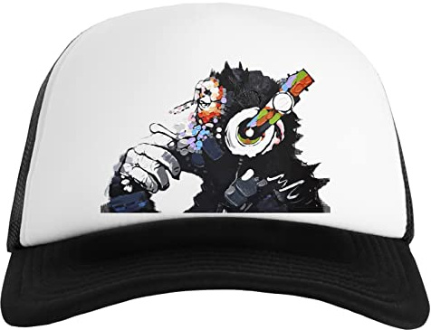 Gunmant Banksy Funky AFFE Mit Kopfhörer Herren Damen Baseball Classic Kappe Unisex Erstellbarer Snapback Mens Womens Cap