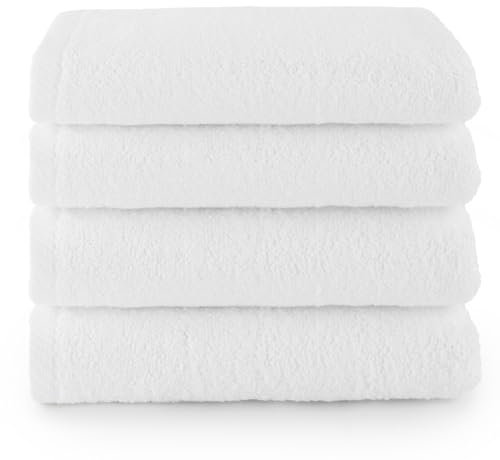Top Towel - Plus - Serviettes de Bain - 4 Serviettes de Visage ou Bidet - 30 x 50 cm - 100% Coton - Blanc