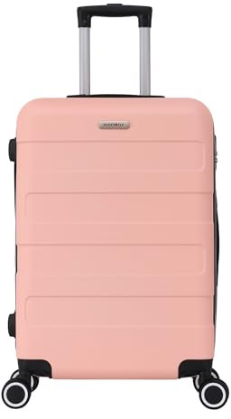 TROLLEY ADC - Valise Moyenne Soute 65x41x26 cm - Rigide, Légère 3 Kg - 65 litres - 4 Doubles Roues Silencieuses - Maniable, Pratique et Étanche - Collection Tropic - Rose Saumon