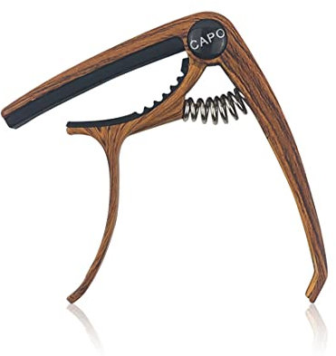 1 Stück Gitarren-Kapodaster, Gitarren-Kapodaster mit Holzmaserung, einstellbare Federspannung, geeignet für akustische und elektrische Gitarren, Ukulelen, Mandolinen und Banjos