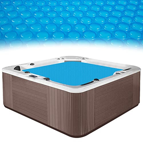 MADHOLLY Spa and Hot Tub Cover - 7 × 7 FT Square Hot Tub Insulation Blanket - 16-mil Thick Thermal Blanket - Blue