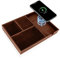 SANZIE Leather Tray with Wireless Charger - Nightstand Organizer for Phone, Wallet, Keys, Sunglasses, Watches, Jewelry, and More (Brown-Medium)